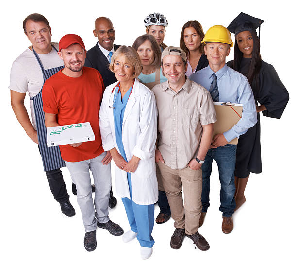 Home a full length studio shot of a diverse group of adults from various professions